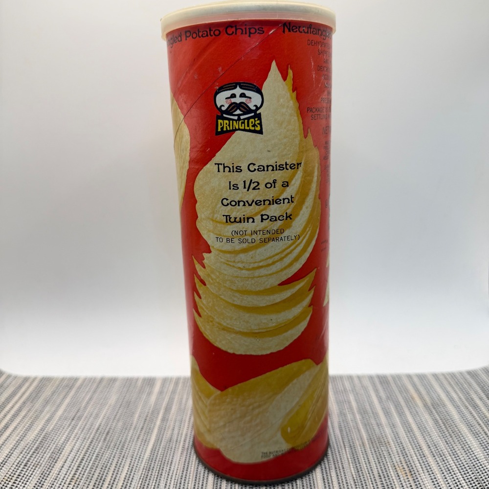 Vintage‎ Pringles Newfangled Potato Chips Canister 1970s P&G Advertising Tin Lid